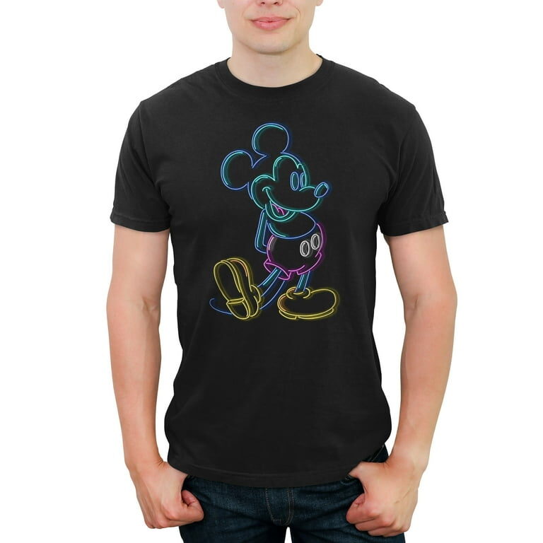 Mickey Mouse Psychedelic Neon Art Retro Graphic Black Shirt