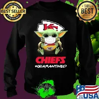Baby yoda hug Kansas City Chiefs quarantined mask covid-19 s Sweater