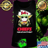 Baby yoda hug Kansas City Chiefs quarantined mask covid-19 s Tank top