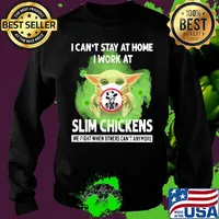 Baby yoda i can’t stay at home i work at slim chickens we fight when others can’t anymore covid-19 s Sweater