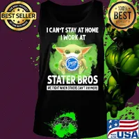 Baby yoda i can’t stay at home i work at stater bros we fight when others can’t anymore covid-19 s Tank top
