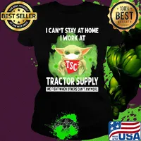 Baby yoda i can’t stay at home i work at tractor supply we fight when others can’t anymore covid-19 s Ladies tee