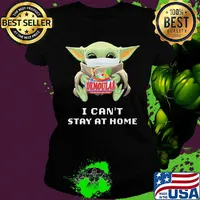 Baby Yoda mask hug Demoulas I can't stay at home s Ladies tee