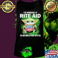 Baby Yoda mask hug I'm working at Rite Aid we are here to fight with you s Tank top