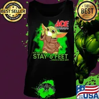 Baby yoda wear medical mask ACE hardware please remember stay 6 feet have a nice day covid-19 s Tank top