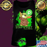 Baby yoda wear medical mask Publix please remember stay 6 feet have a nice day covid-19 s Tank top