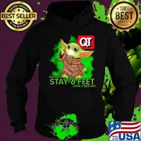 Baby yoda wear medical mask Quiktrip please remember stay 6 feet have a nice day covid-19 s Hoodie