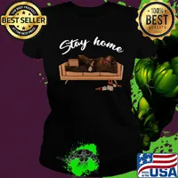 Bigfoot drinking beer on sofa stay home s Ladies tee