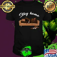 Bigfoot drinking beer on sofa stay home shirt