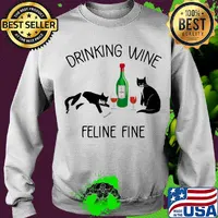 Cat drinking wine feline fine s Sweater