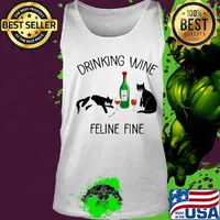 Cat drinking wine feline fine s Tank top