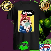 Cat Girl Wear Medical Mask Meow Covid-19 shirt