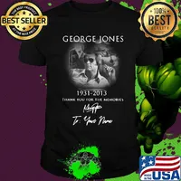 George jones 1931-2013 signature thank you for the memories to your name shirt