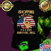 Grocery shopping is not a hobby it’s a 2020 survival skill mask american flag vintage s Ladies tee