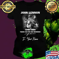 John lennon 1940-1980 signature thank you for the memories to your name s Ladies tee