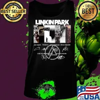 Linkinpark logo joe hahn phoenix mike shinoda brad delson chester bennington rob bourdon signatures s Tank top