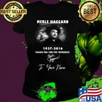 Merle haggard 1937-2016 signature thank you for the memories to your name s Ladies tee