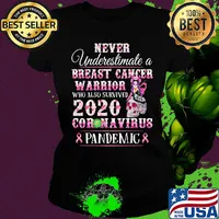 Never underestimate a Breast cancer warrior who also survived 2020 coronavirus pandemic s Ladies tee