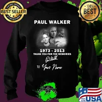 Paul walker 1973-2013 signature thank you for the memories to your name s Sweater