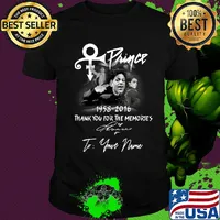 Prince Rogers Nelson 1958-2016 signature thank you for the memories to your name shirt
