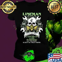 Skull lineman 2020 pandemic covid-19 in case of emergency cut this shirt and use it as toilet paper s Ladies tee