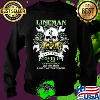 Skull lineman 2020 pandemic covid-19 in case of emergency cut this shirt and use it as toilet paper s Sweater