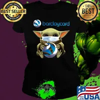 Star wars baby yoda hug barclaycard mask covid-19 s Ladies tee