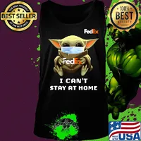 Star wars baby yoda hug Fedex I can’t stay at home mask covid-19 s Tank top