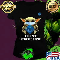 Star wars baby yoda hug Sam’s club I can’t stay at home mask covid-19 s Ladies tee