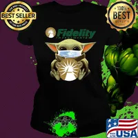 Star wars baby yoda mask hug fidelity investments covid-19 s Ladies tee