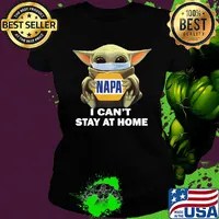 Star wars baby yoda mask hug napa i can’t stay at home covid-19 s Ladies tee