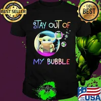 Star wars baby yoda wear mask stay out of my bubble coronavirus shirt