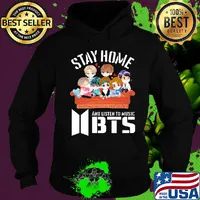Stay home and listen to music bts hearts s Hoodie