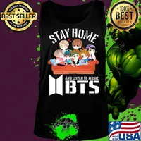 Stay home and listen to music bts hearts s Tank top
