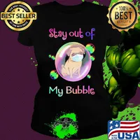 Stay out of my bubble Pitbull dog mask covid-19 s Ladies tee