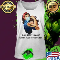 Strong woman tattoos seamstress i can make masks what’s your superpower covid-19 s Tank top
