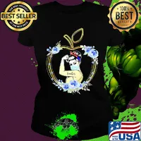Strong woman tattoos teacher apple flowers s Ladies tee