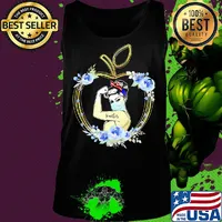 Strong woman tattoos teacher apple flowers s Tank top