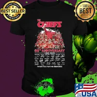 The kansas city chiefs 60th anniversary 1960-2020 signatures thank you for the memories shirt