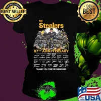 The Pittsburgh Steelers 87th anniversary 1933-2020 signatures thank you for the memories s Ladies tee