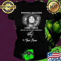 Whitney houston 1963-2012 signature thank you for the memories to your name s Ladies tee