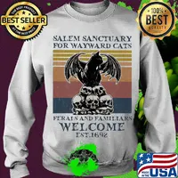 Bat skull salem sanctuary for wayward cats ferals and familiars welcome est 1692 vintage s Sweater
