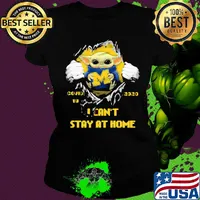 Blood inside baby yoda hug michigan wolverines covid-19 2020 i can't stay at home s Ladies tee