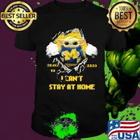 Blood inside baby yoda hug michigan wolverines covid-19 2020 i can't stay at home shirt