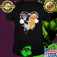 Blood inside oakland raiders and los angeles lakers heart heartbeat shirt
