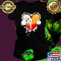 Blood inside pittsburgh steelers vs pittsburgh pirates cap football heartbeat s Ladies tee