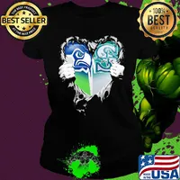 Blood inside seattle seahawks and seattle mariners heart heartbeat s Ladies tee