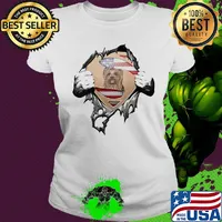 Blood insides superman yorkshire terrier american flag independence day s Ladies tee