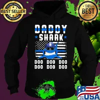 Daddy shark doo doo doo police American flag veteran Independence Day s Hoodie