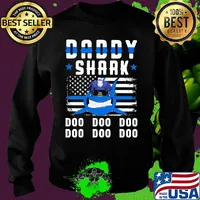 Daddy shark doo doo doo police American flag veteran Independence Day s Sweater